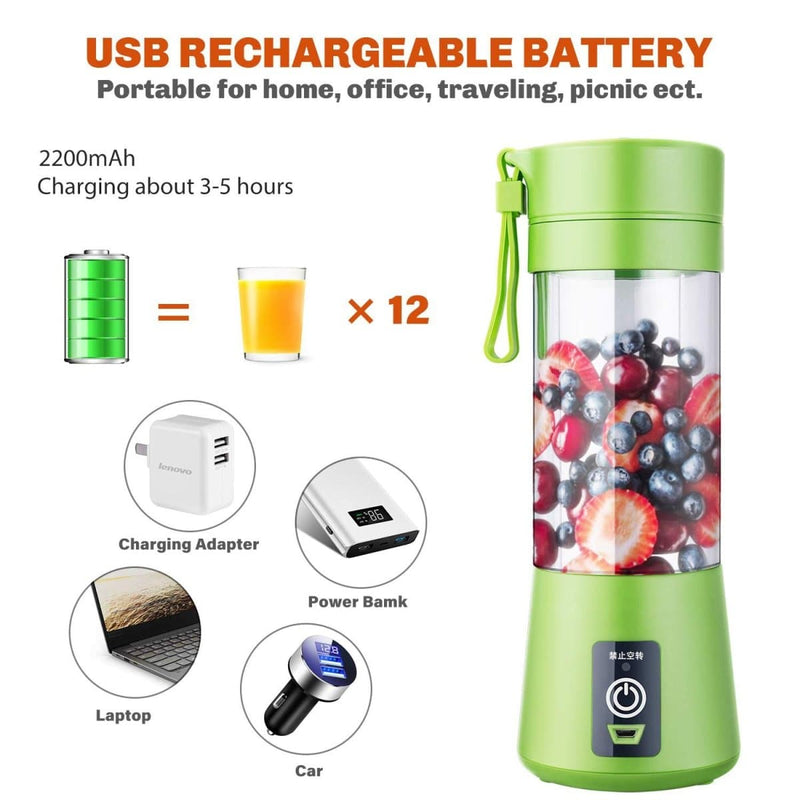 Portable Blender,Personal Blender with USB Rechargeable Mini Fruit Juice  Mixer, Mini Blender Travel with 13oz Bottles-Green