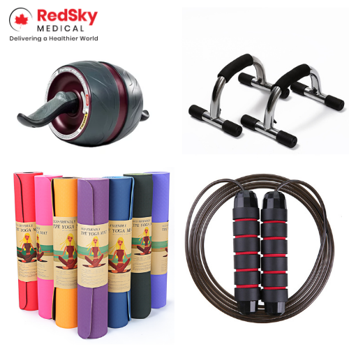 RedSky Fit Pack (Ab Roller, Yoga Mat, Pushup Stand, Skipping Rope) - RedSky Medical
